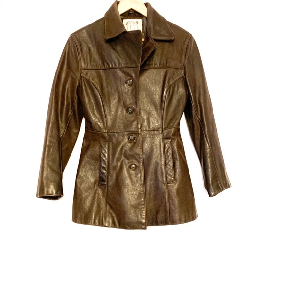 Girlfrienz Luis Alvear Brown Leather Button Jacket-Small - Picture 2 of 10